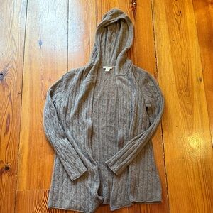 White + Warren Gray Hooded Cardigan